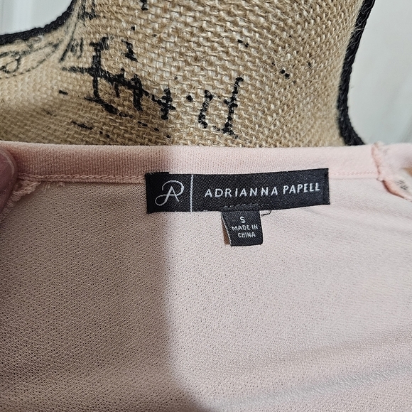 Adrianna Papell Pale Pink Lace Shoulder Blouse Size S - Picture 7 of 11